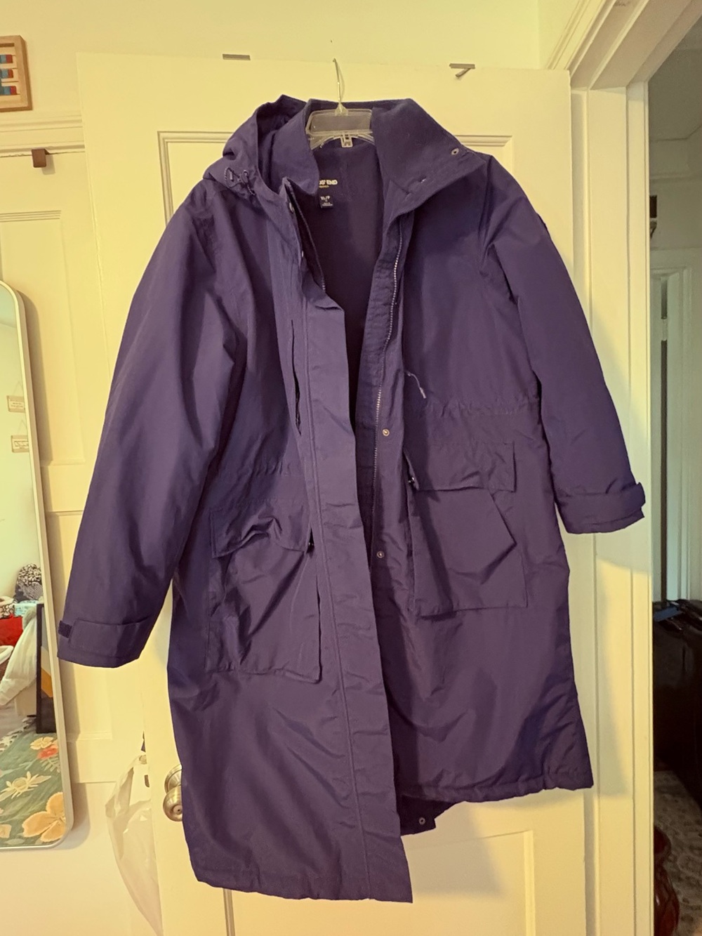 Women's Blue Hooded Parka Coat